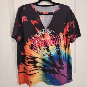 Women's 3x(Fits like 1X) Plus Size Barbie Short sleeve T-Shirt Keyhole Neckline